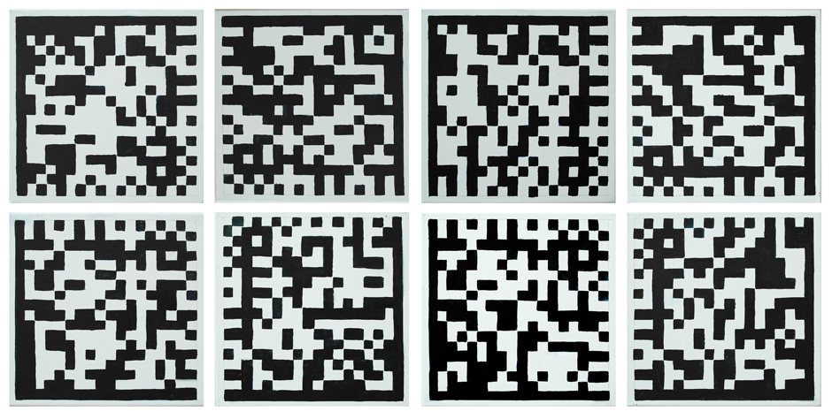 Zum einen nimmt eine Installations-Serie von Kunstfilmen Gestalt an, die sich über Data-Matrix-Code-Gemälde im Netz aufrufen lassen und den Sinn und eben Unsinn der Multiperspektiviät des global vernetzten Daseins spiegeln.